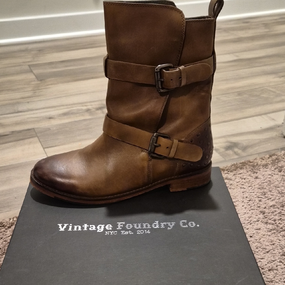 Vintage Foundry Co. Brown Leather Buckle Boots